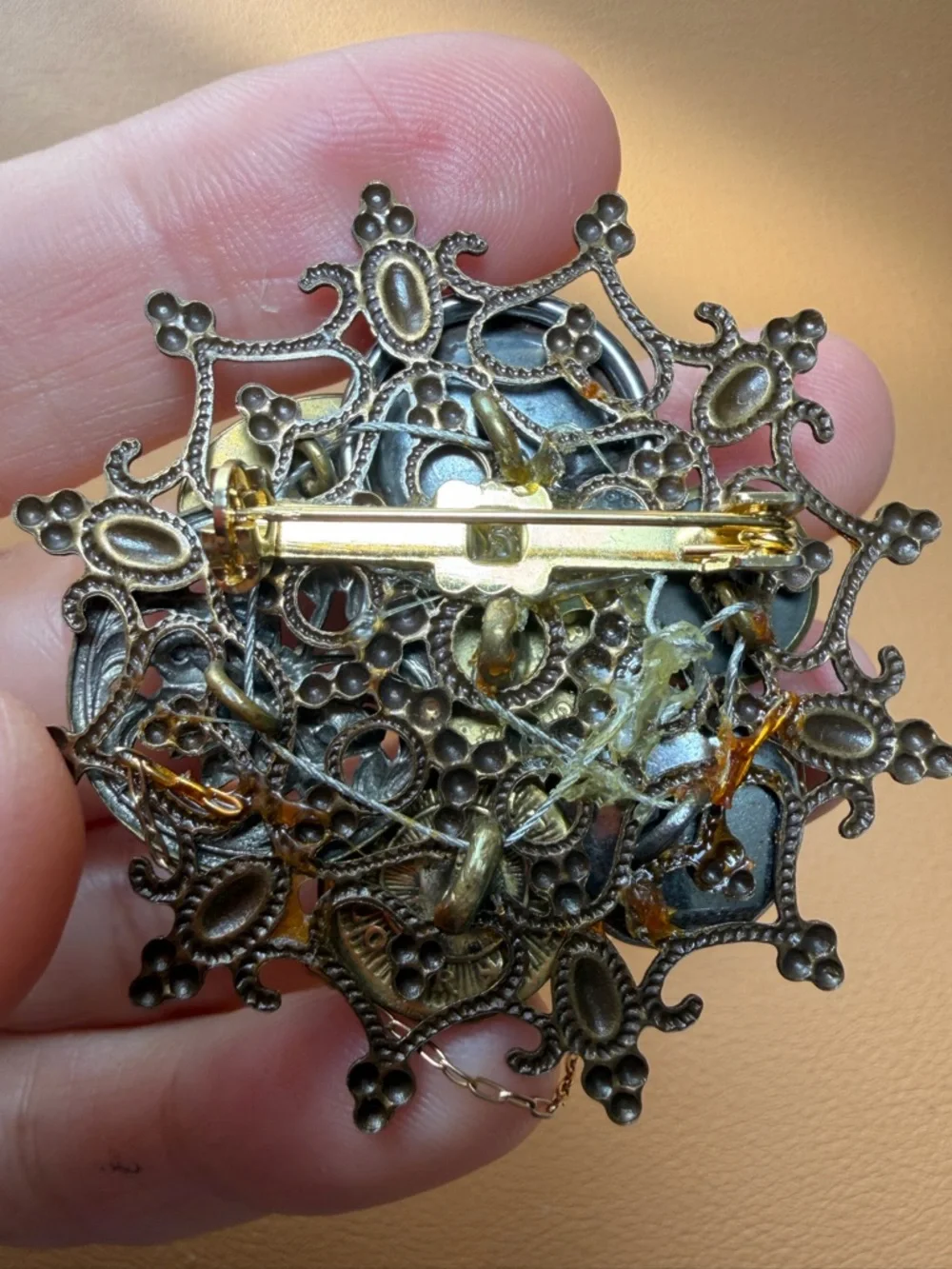 Handmade Vintage Button Collage Brooch – Steampunk Victorian Style - Picture 10 of 12